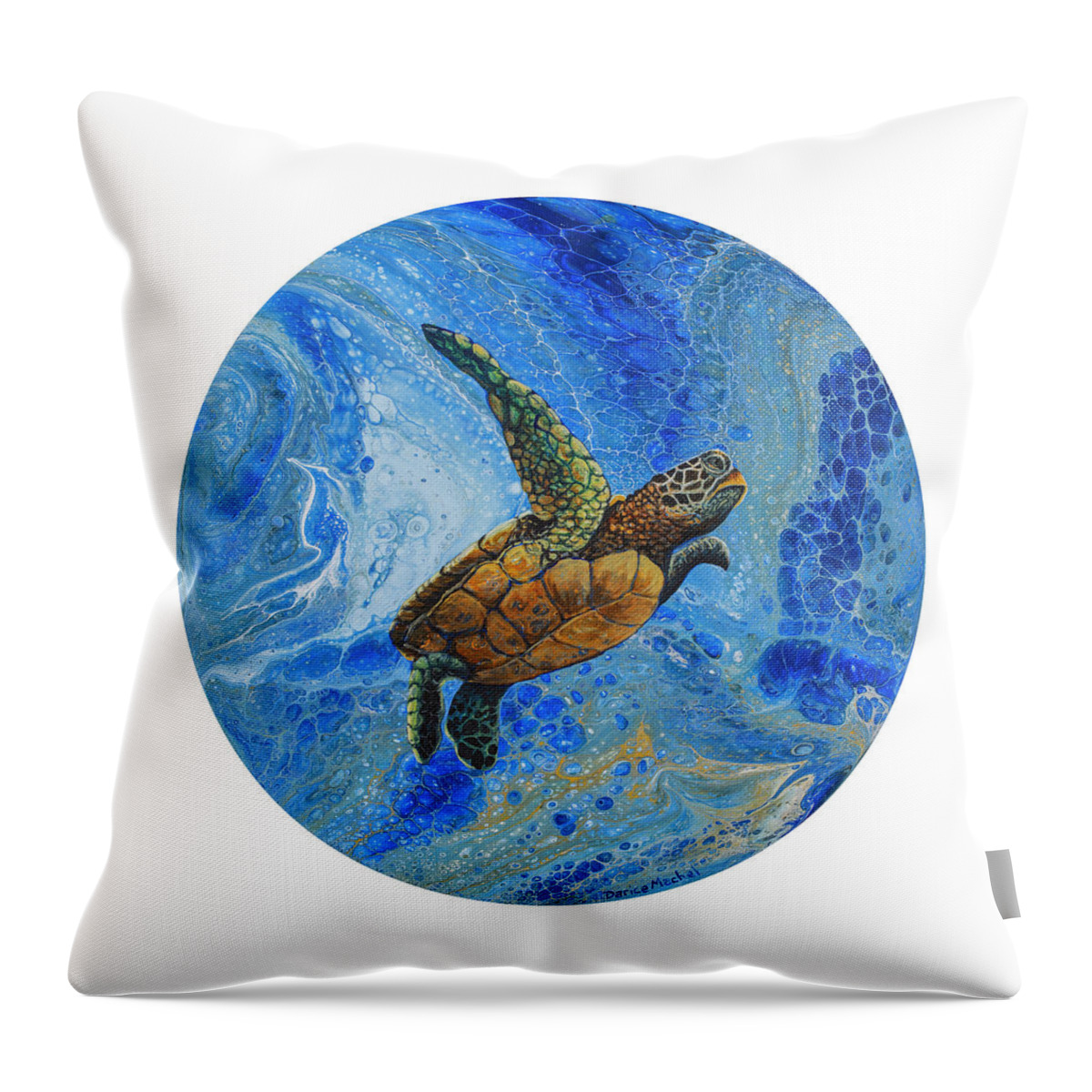 Honu Throw Pillow featuring the painting Honu Amakua by Darice Machel McGuire
