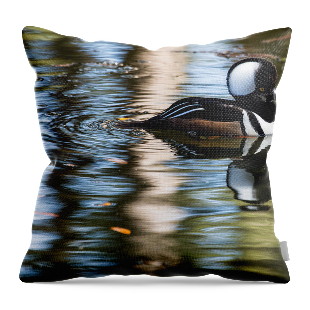 Hooded Throw Pillow featuring the photograph Hooded Merganser 5577 by Brent L Ander