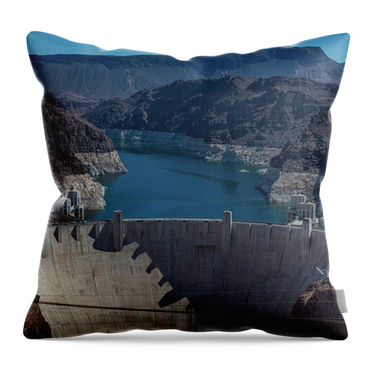 Nevada Throw Pillow featuring the photograph Hoover Dam Panorama by Michael Ver Sprill