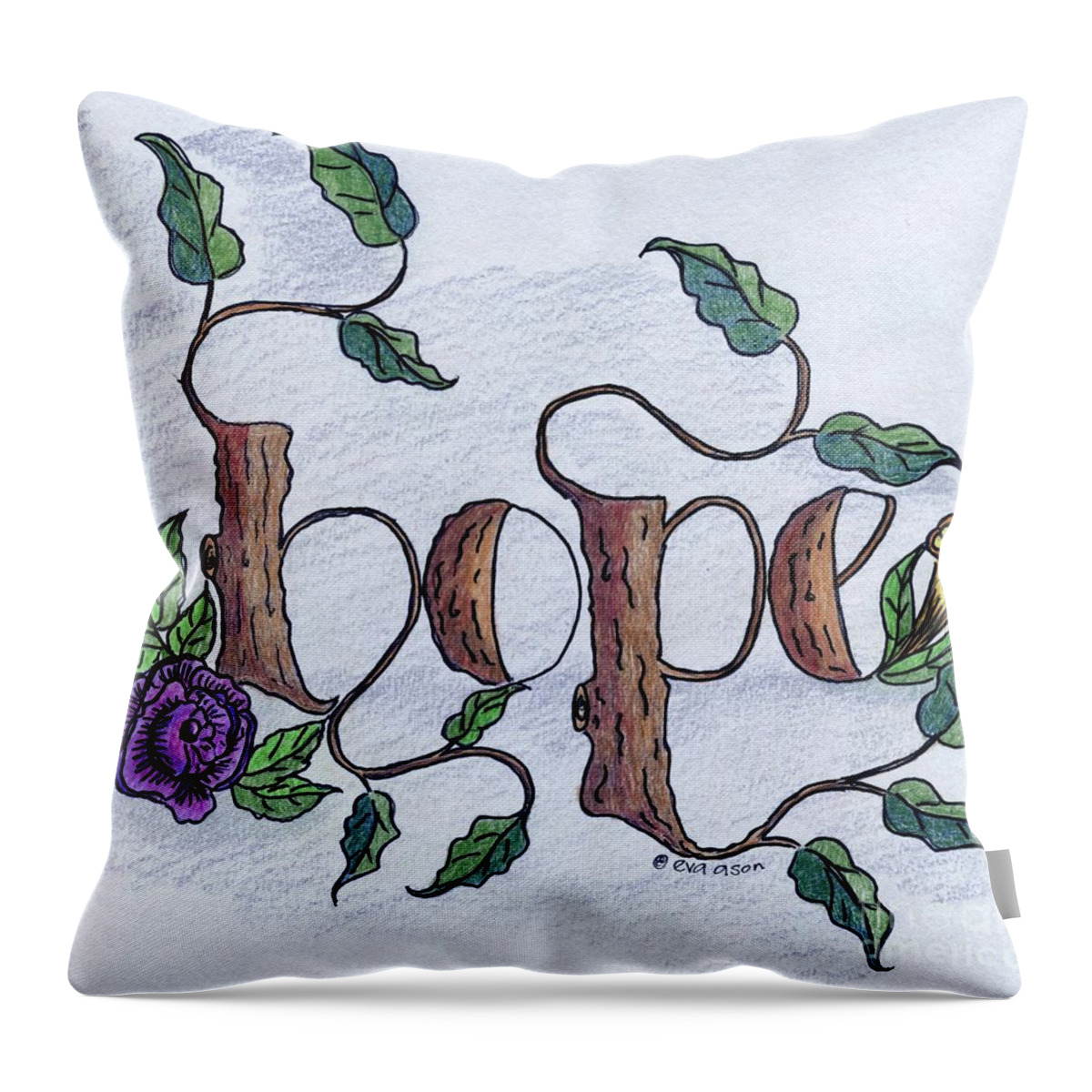 Hope Throw Pillow featuring the drawing Hope by Eva Ason
