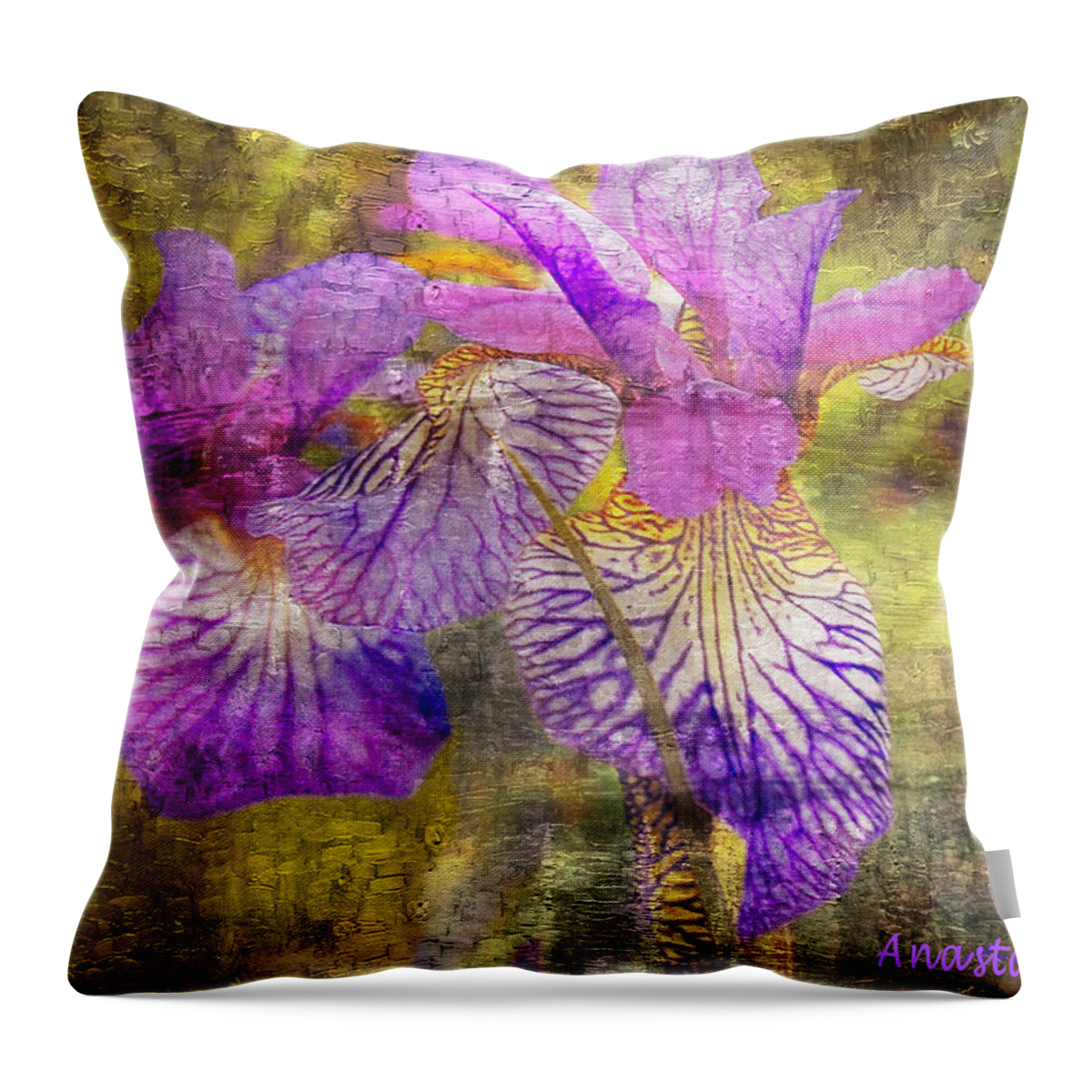 2 Irises Throw Pillow featuring the photograph Hope of Spring II by Anastasia Savage Ealy