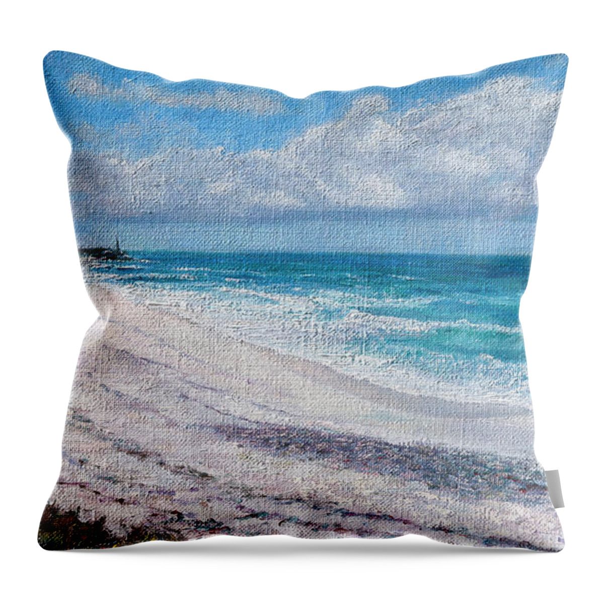 Hope Town Throw Pillow featuring the painting Hope Town Beach by Ritchie Eyma