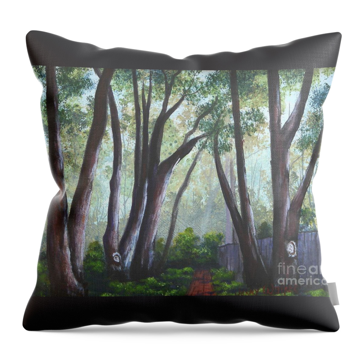 Landscape Throw Pillow featuring the painting Hopeland Garden Pathway by Jerry Walker