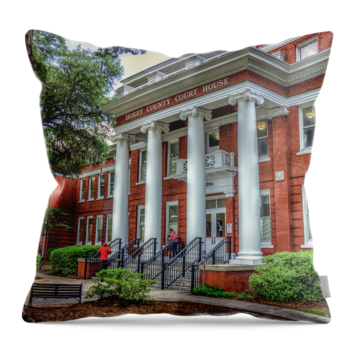 Horry County Throw Pillow featuring the photograph Horry County Court House by David Smith