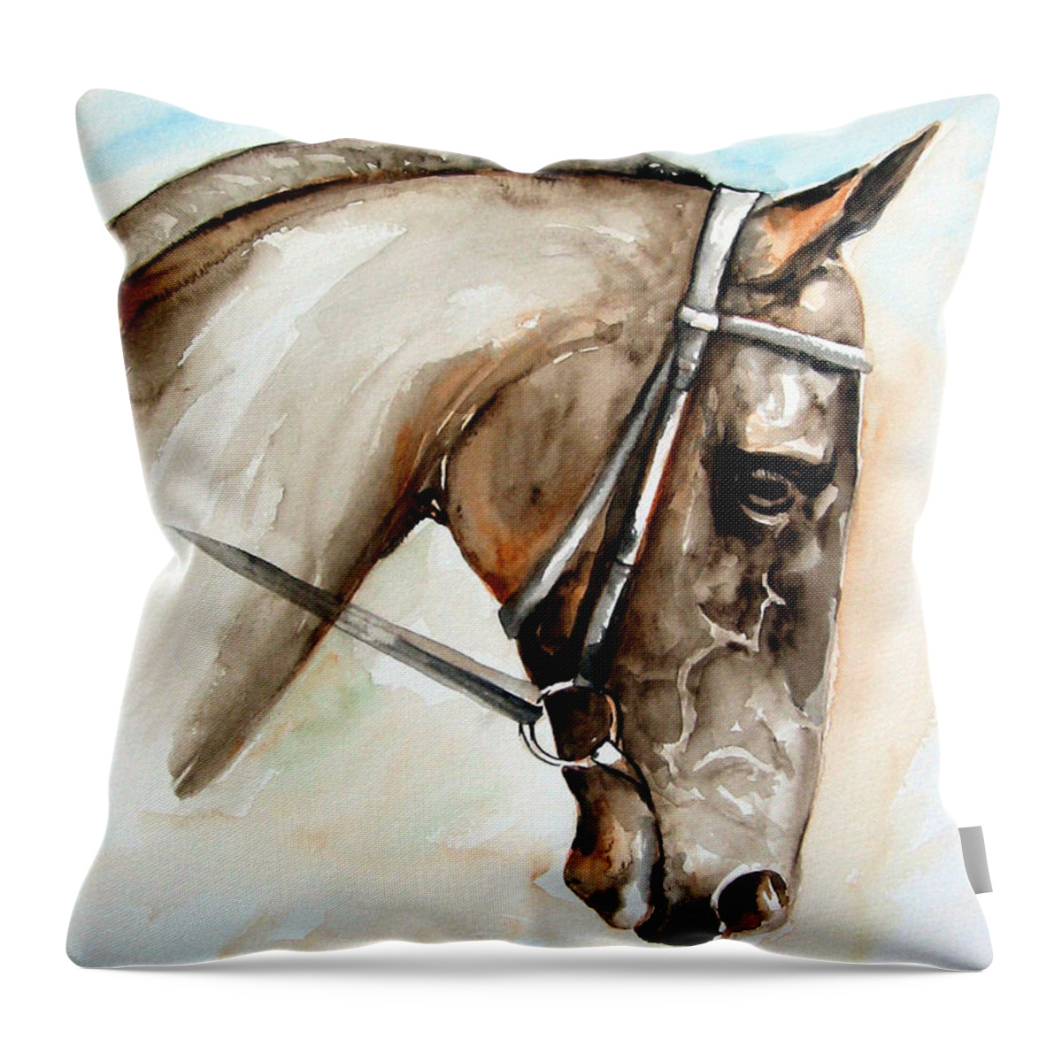 Horse Throw Pillow featuring the painting Horse head by Leyla Munteanu