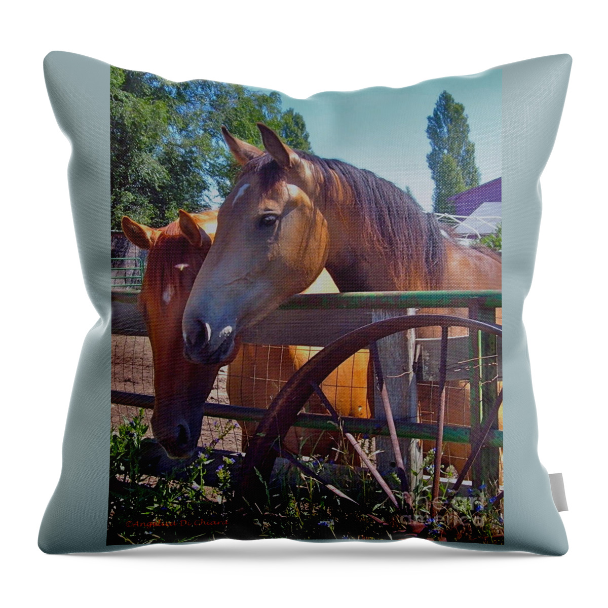 Cityscape Throw Pillow featuring the photograph Horse by Italian Art