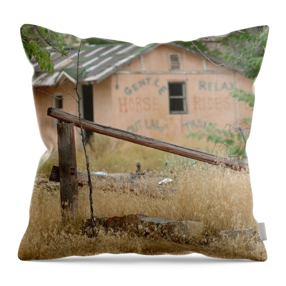 Trail Ride Throw Pillow featuring the photograph Horse Rides with Ghosts by Jeff Floyd CA