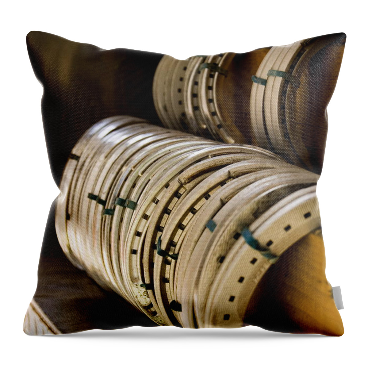 Farrier Throw Pillow featuring the photograph Horse Shoes by Angela Rath
