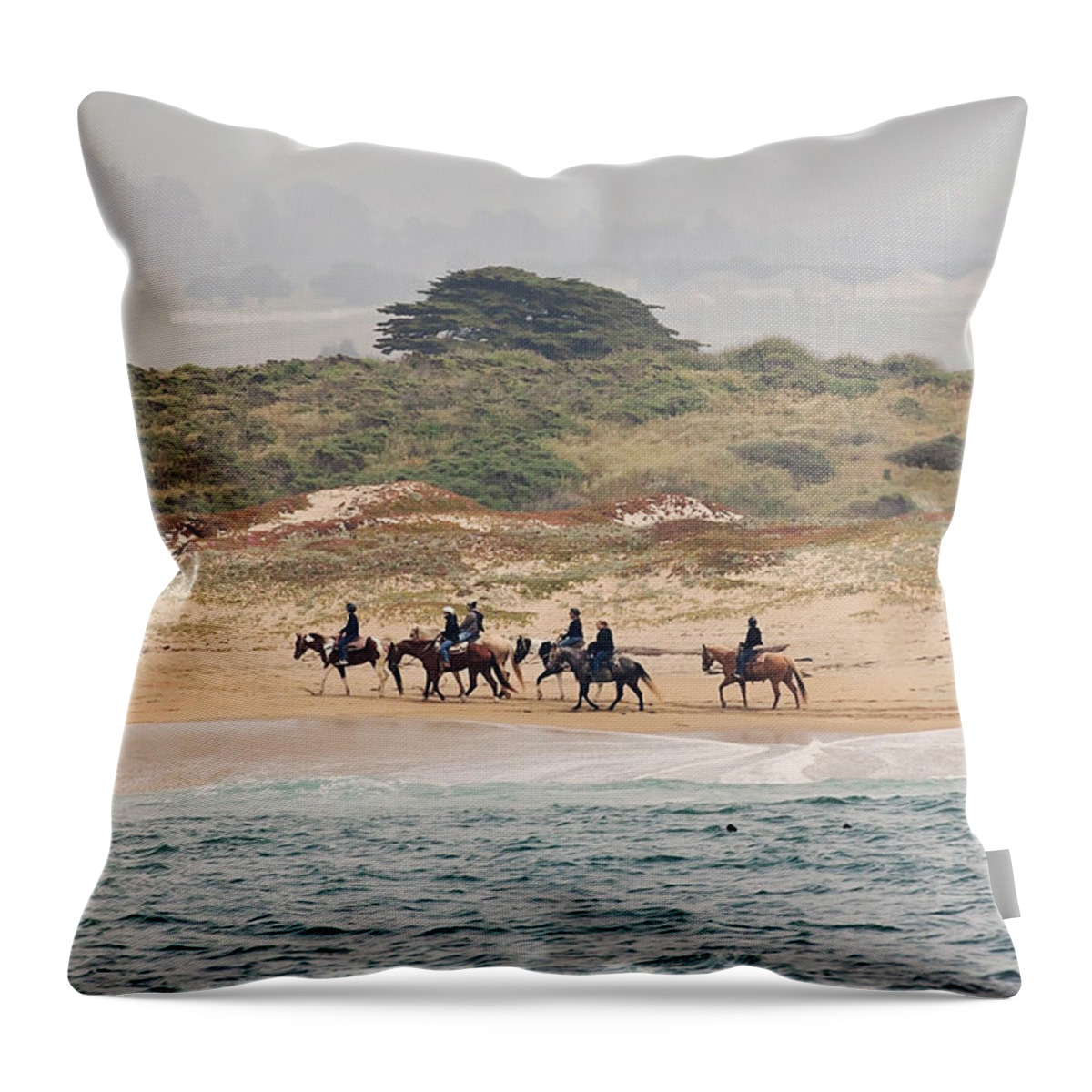 Horse Throw Pillow featuring the photograph Horseback Riding on the Beach by Deana Glenz