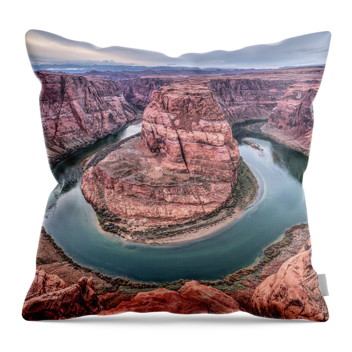 Horseshoe Bend Throw Pillow featuring the photograph Horseshoe Bend Arizona by Todd Aaron