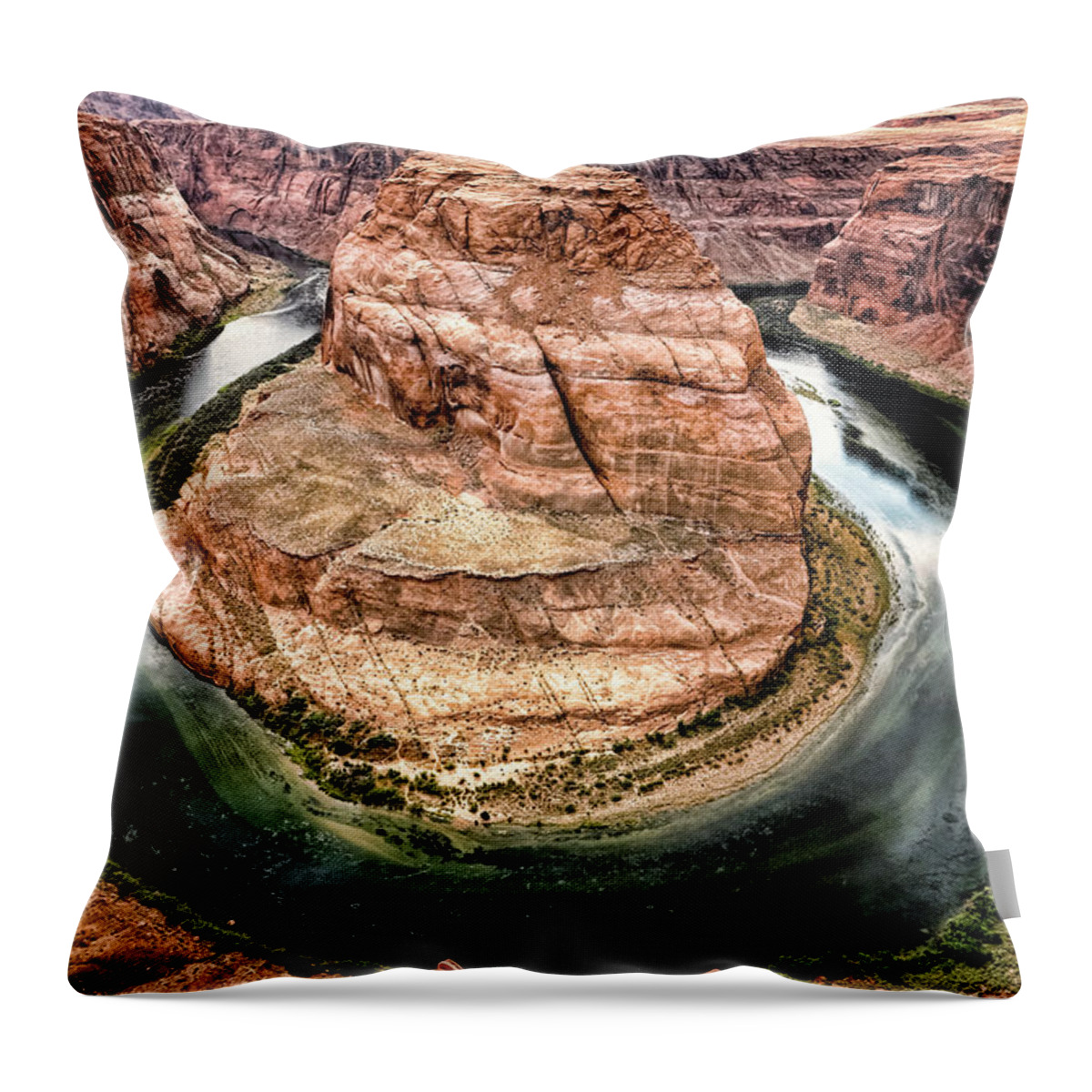 Horseshoe Bend Throw Pillow featuring the photograph Horseshoe Bend Colorado River by Gigi Ebert
