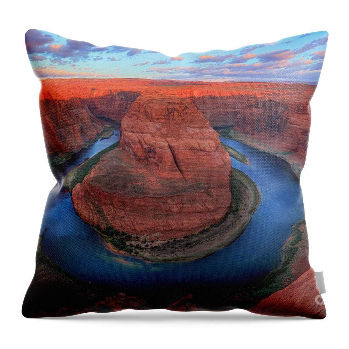 America Throw Pillow featuring the photograph Horseshoe Bend Sunrise by Inge Johnsson