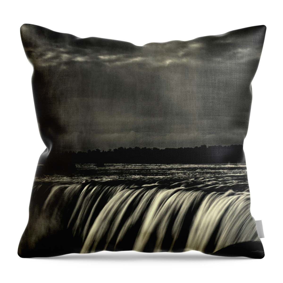 Canada Throw Pillow featuring the photograph Horseshoe Falls B W by Roger Passman