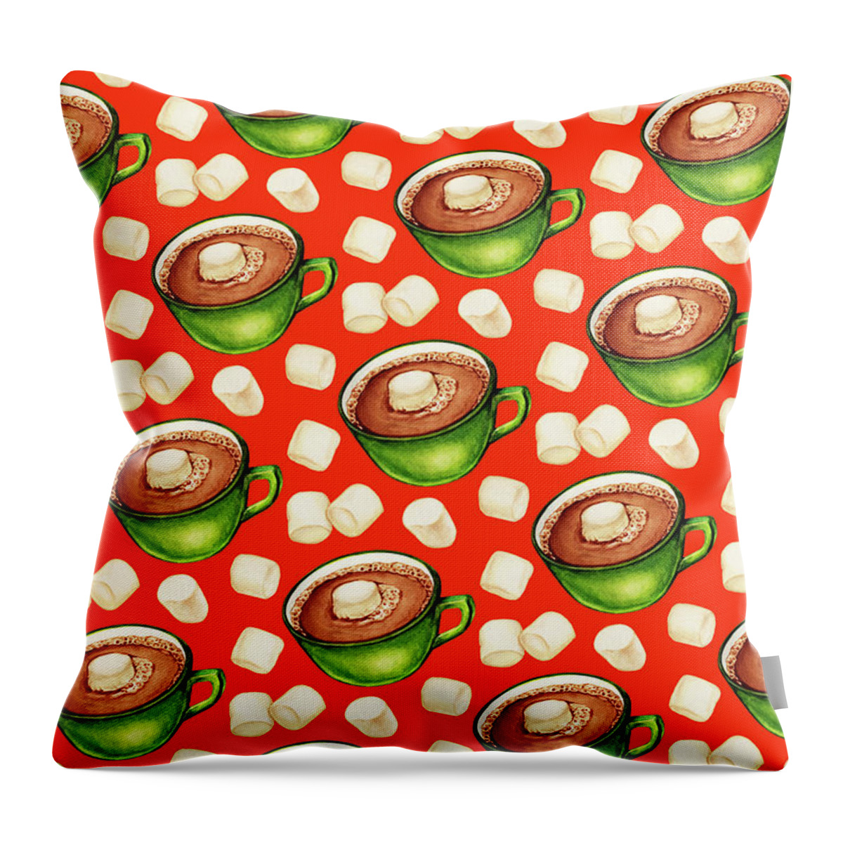 Hot Throw Pillow featuring the painting Hot Cocoa Pattern by Kelly Gilleran