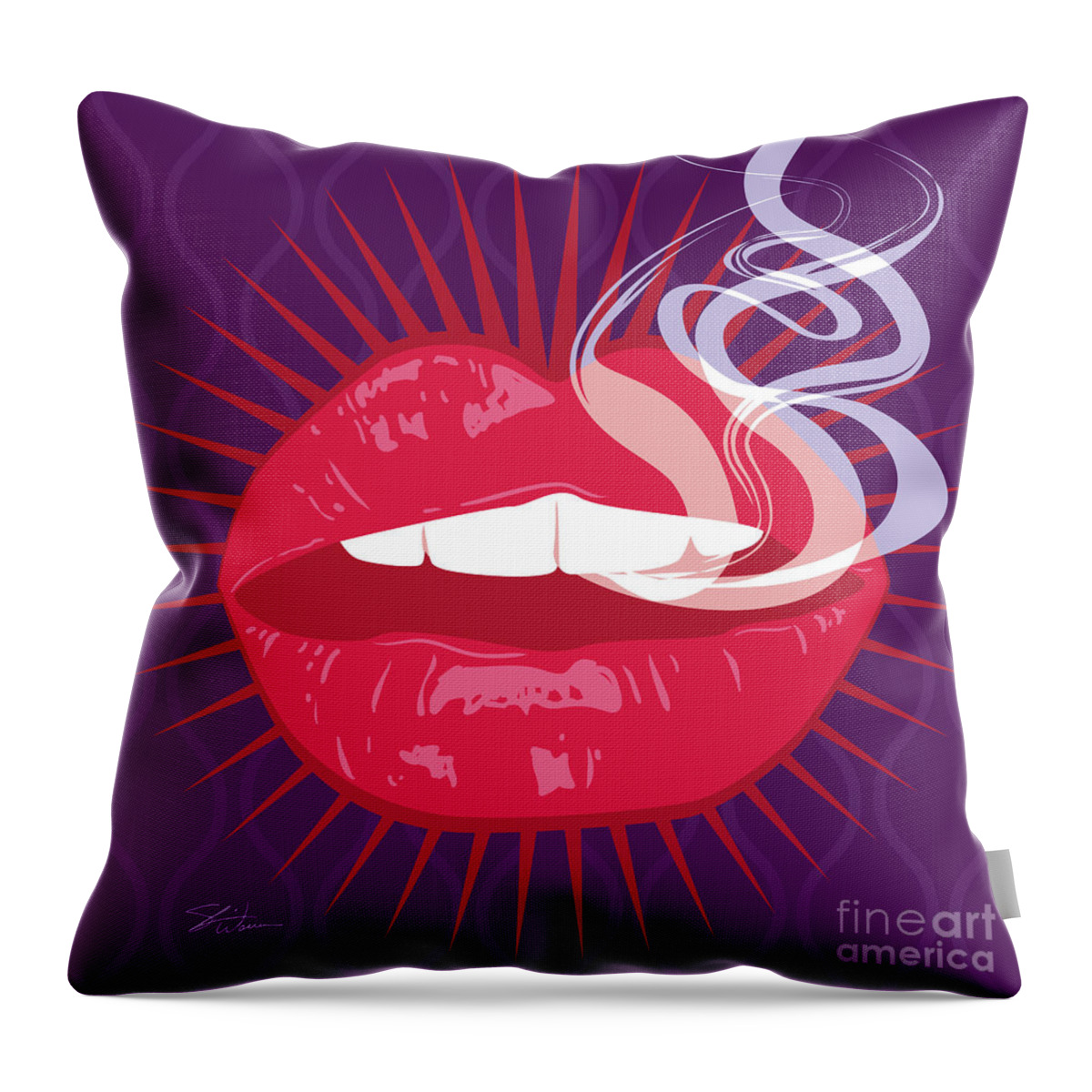 Lips Throw Pillow featuring the digital art Hot Lips by Shari Warren
