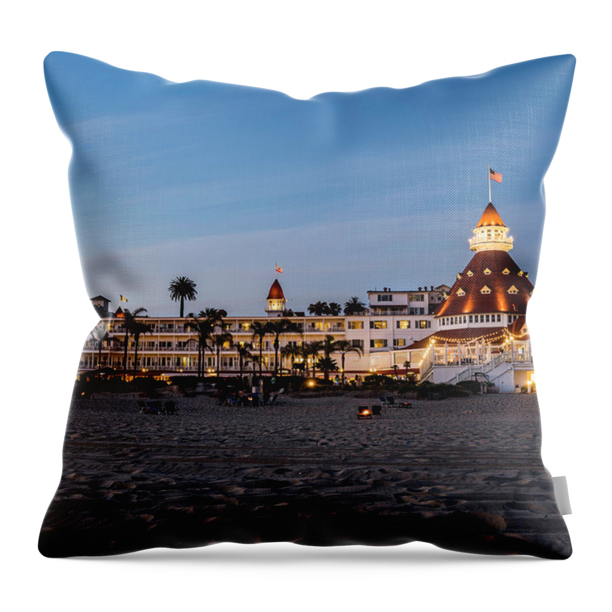 Landscape Throw Pillow featuring the photograph Hotel Del at Twilight by Scott Cunningham