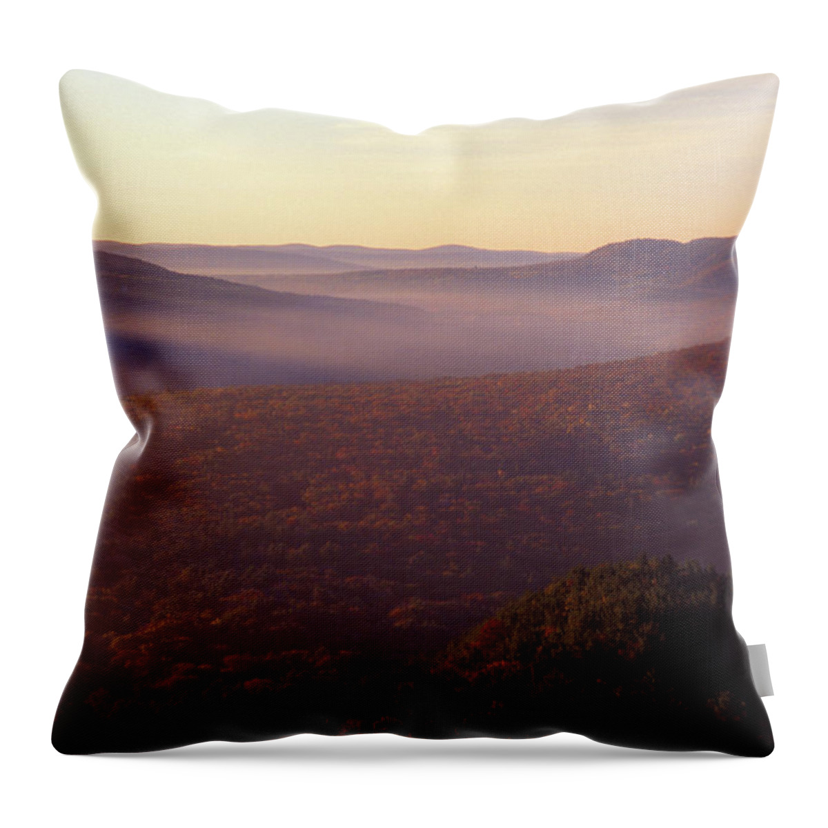 Berkshires Throw Pillow featuring the photograph Housatonic River Valley Autumn Morning by John Burk
