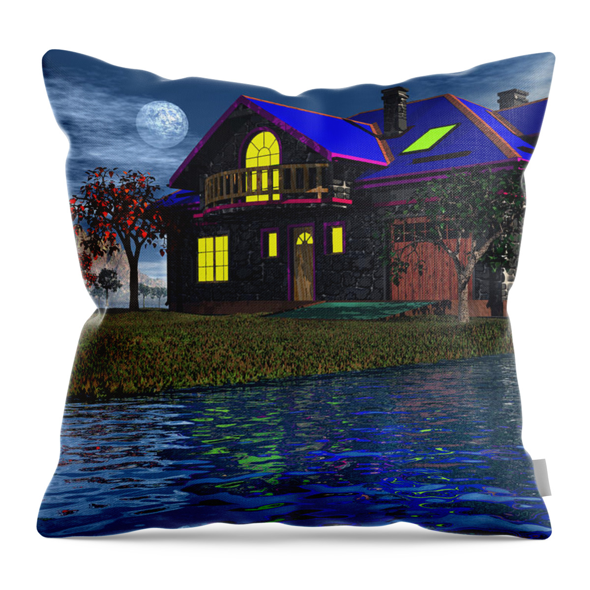 House Throw Pillow featuring the photograph House By The River by Mark Blauhoefer