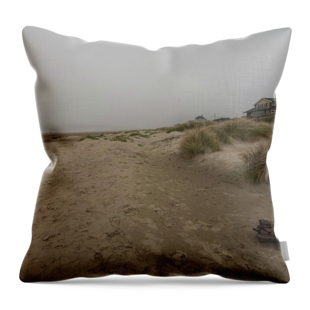 Oregon Throw Pillow featuring the photograph House on the Beach by Tom Cochran