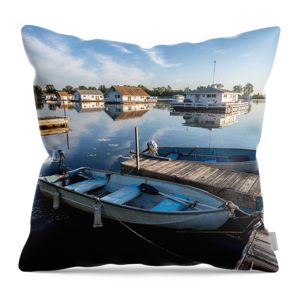 Presque Isle Throw Pillow featuring the photograph Fisherman's Cove by Matt Hammerstein