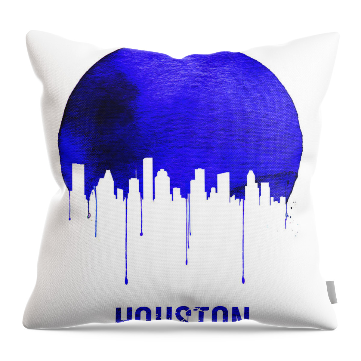 Houston Throw Pillow featuring the digital art Houston Skyline Blue by Naxart Studio