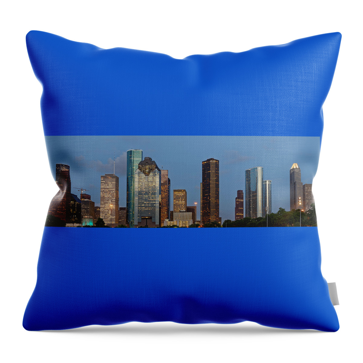 Houston Texas Throw Pillow featuring the photograph Houston Skyline Panorama by Jonathan Davison