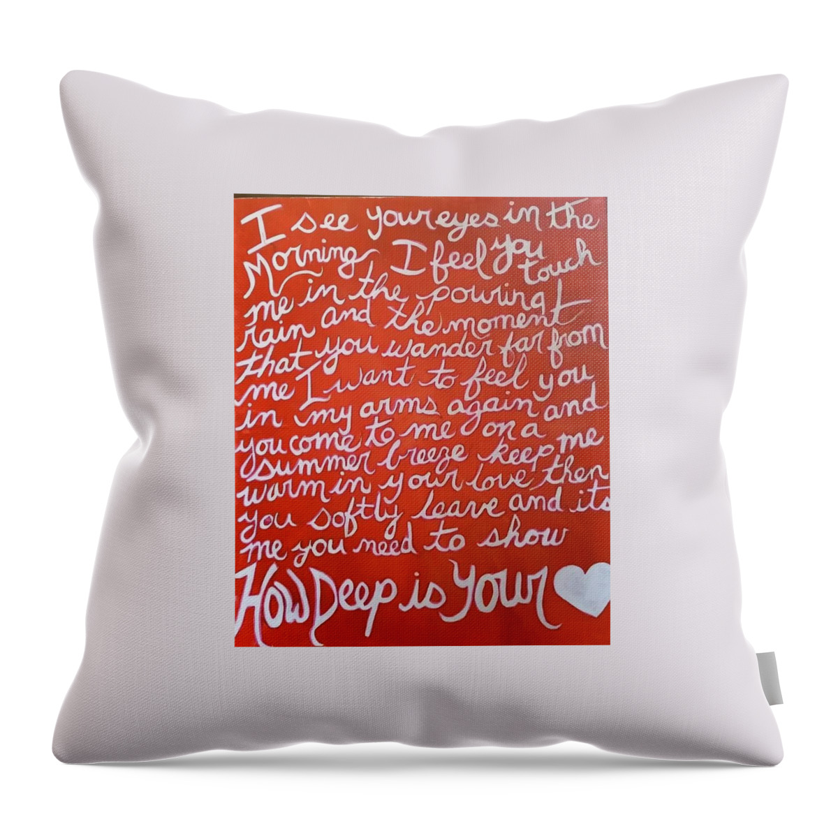 Beegees Lyrics Throw Pillow featuring the painting How deep is your love by Carole Hutchison