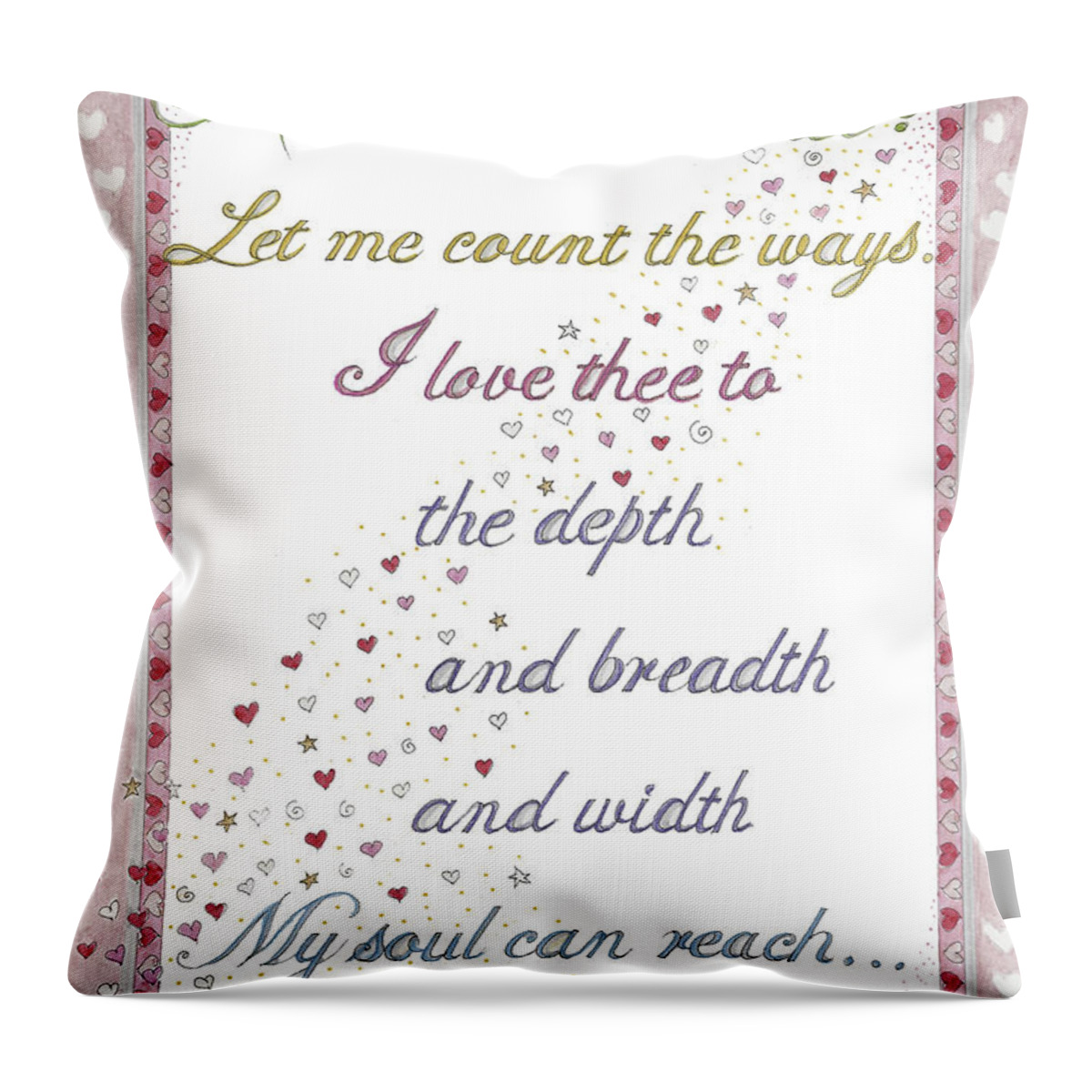 Love Thee Throw Pillow featuring the mixed media How Do I Love Thee? by Stephanie Hessler