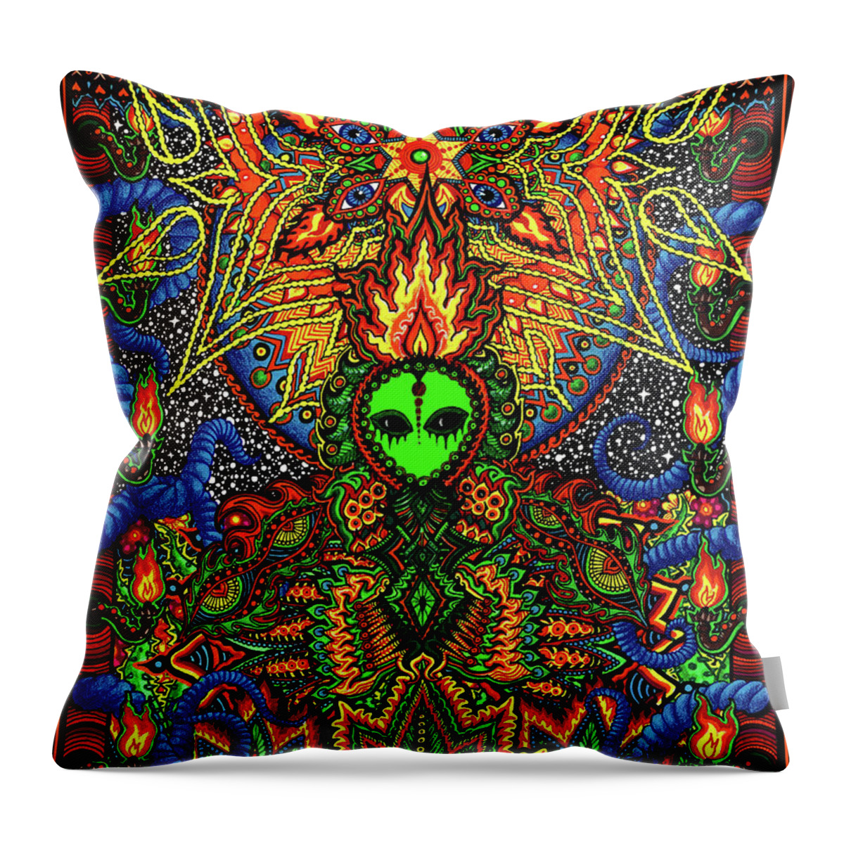 Alien Throw Pillow featuring the drawing How Do You Like It Here by Baruska A Michalcikova