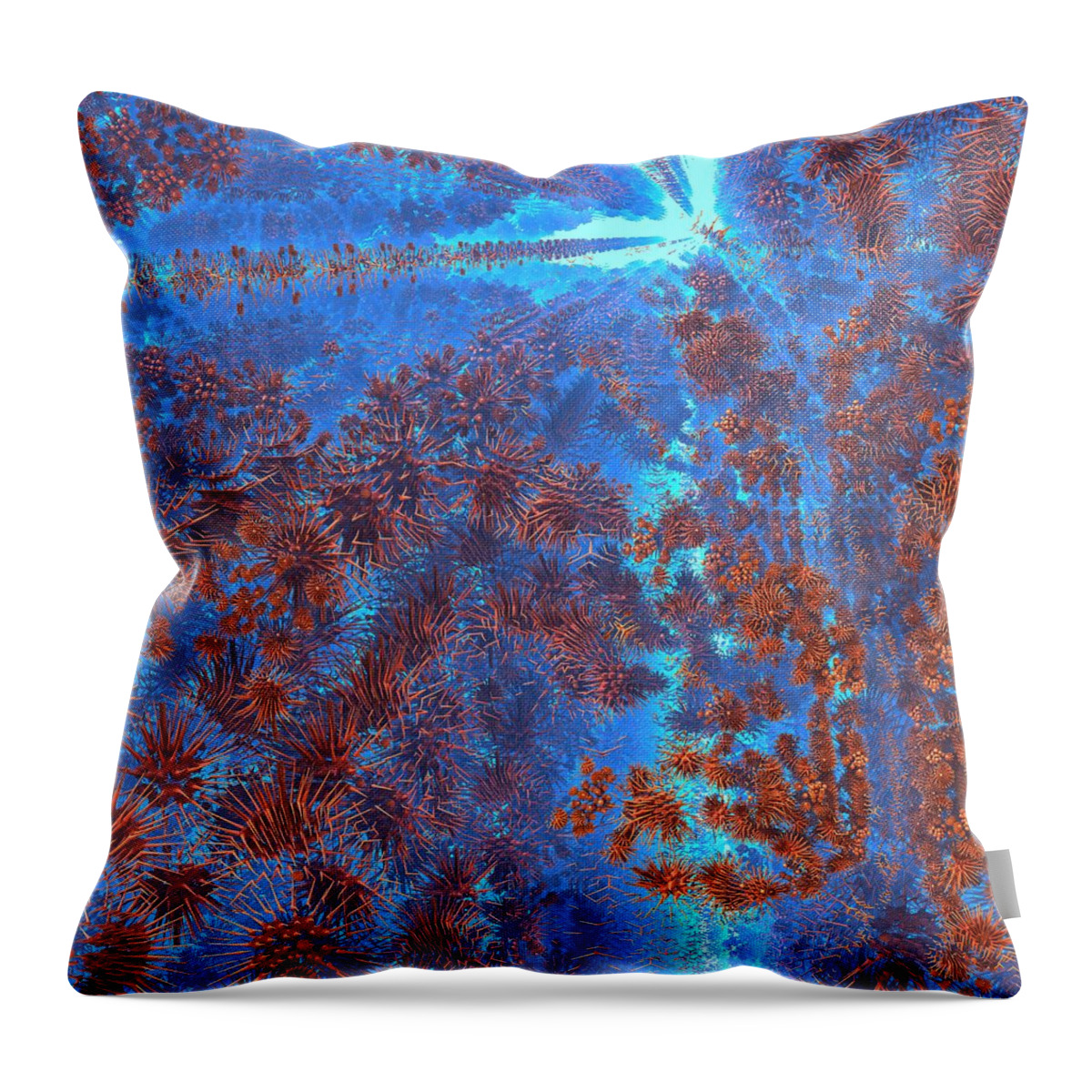 Mandelbulb Throw Pillow featuring the digital art How Far to the Surface by Lyle Hatch
