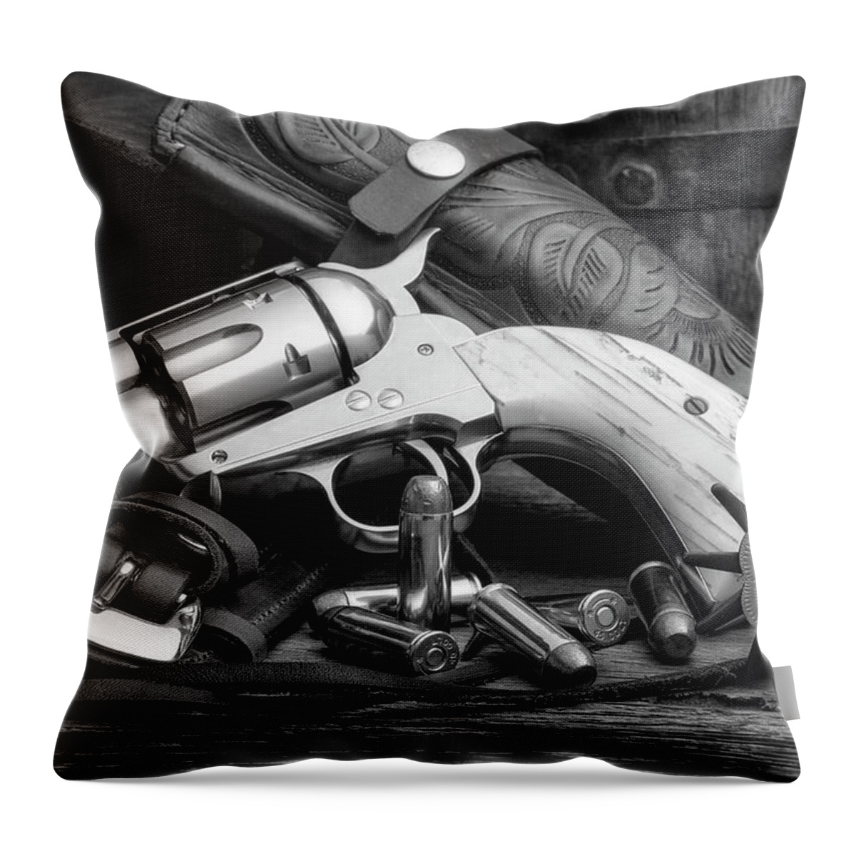 Colt Throw Pillow featuring the photograph How The West Was Won in Black and White by Tom Mc Nemar