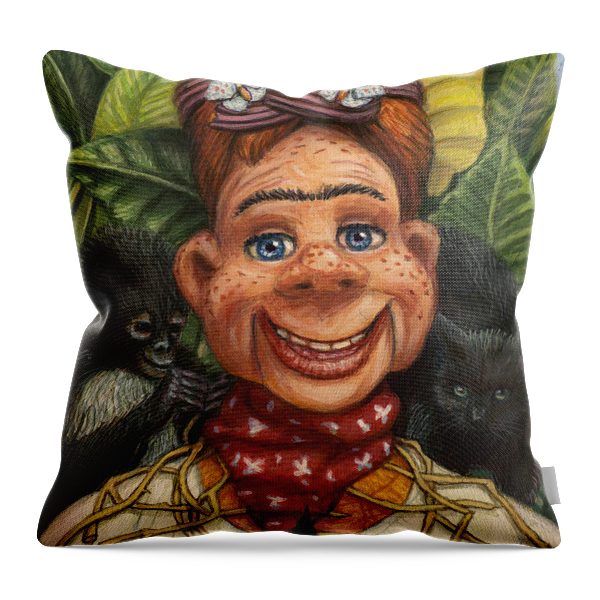 Howdy Doody Throw Pillow featuring the painting Howdy Frida Doody by James W Johnson