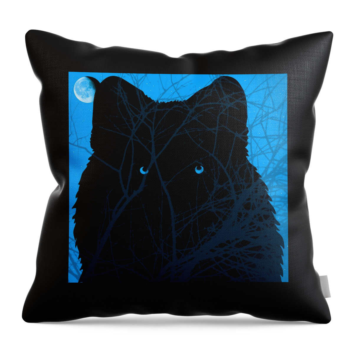 Howling Moon Throw Pillow featuring the digital art Howling Moon by Darin Baker