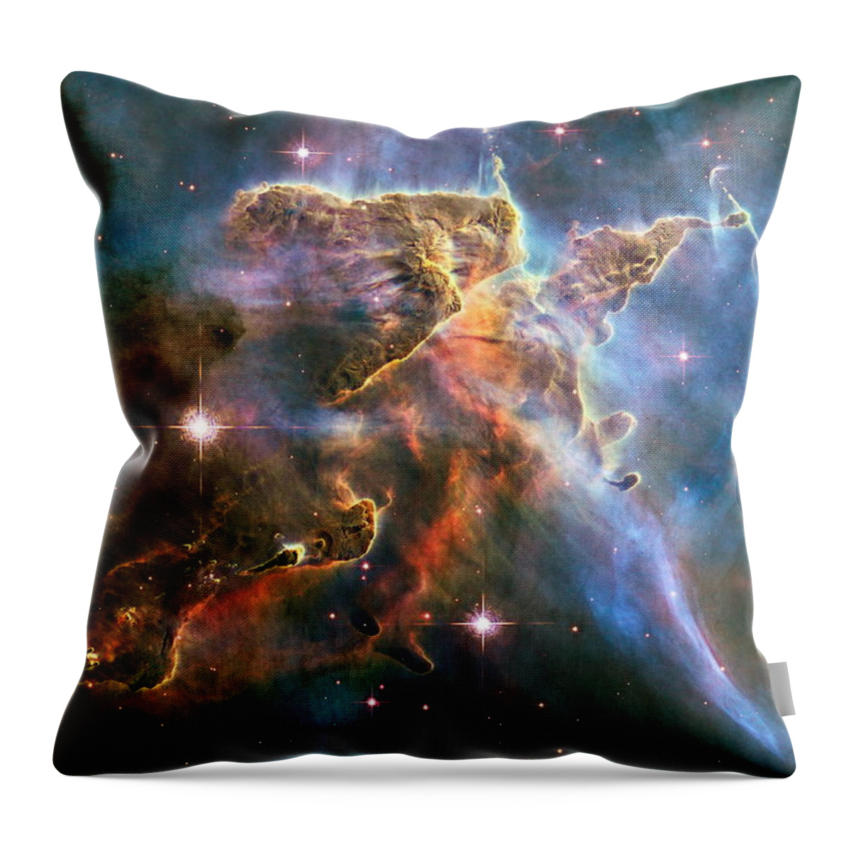 Hubble Throw Pillow featuring the photograph Hubble Captures Spectacular Landscape in the Carina Nebula by Eric Glaser