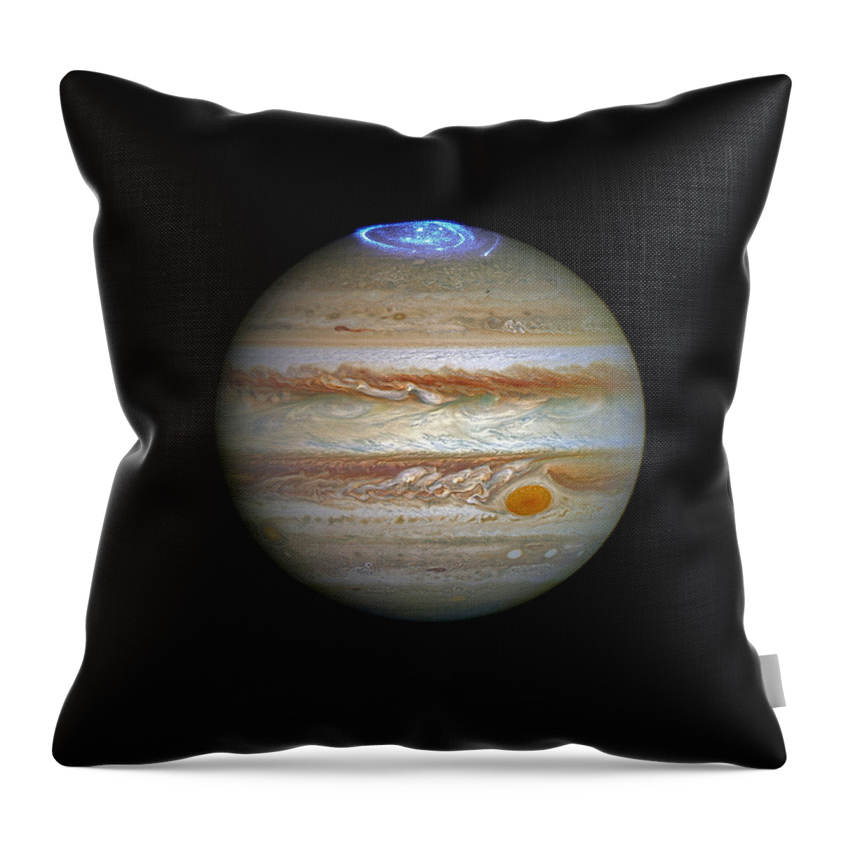 Jupiter Throw Pillow featuring the photograph Hubble Captures Vivid Auroras in Jupiter's Atmosphere by Eric Glaser