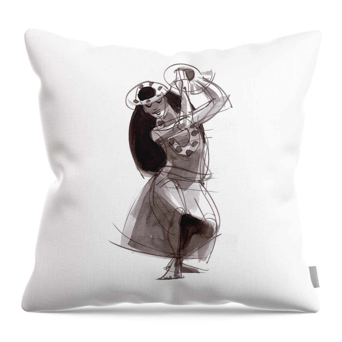 Hula Throw Pillow featuring the painting Hula Dancer Alika by Judith Kunzle