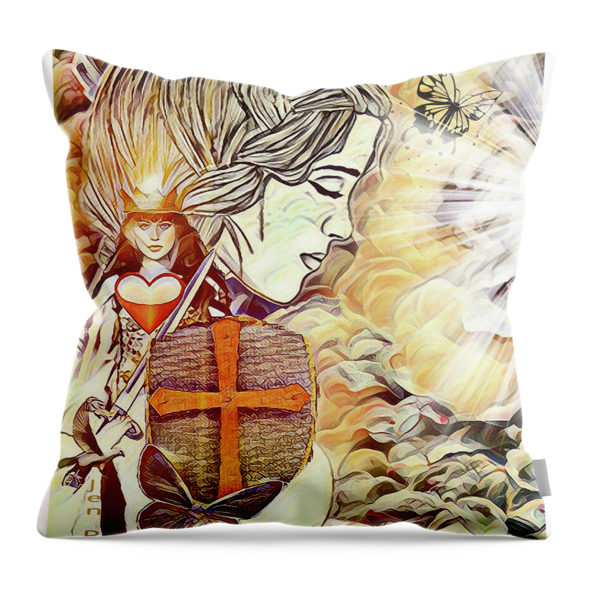 Jennifer Page Throw Pillow featuring the digital art Humble Warrior by Jennifer Page