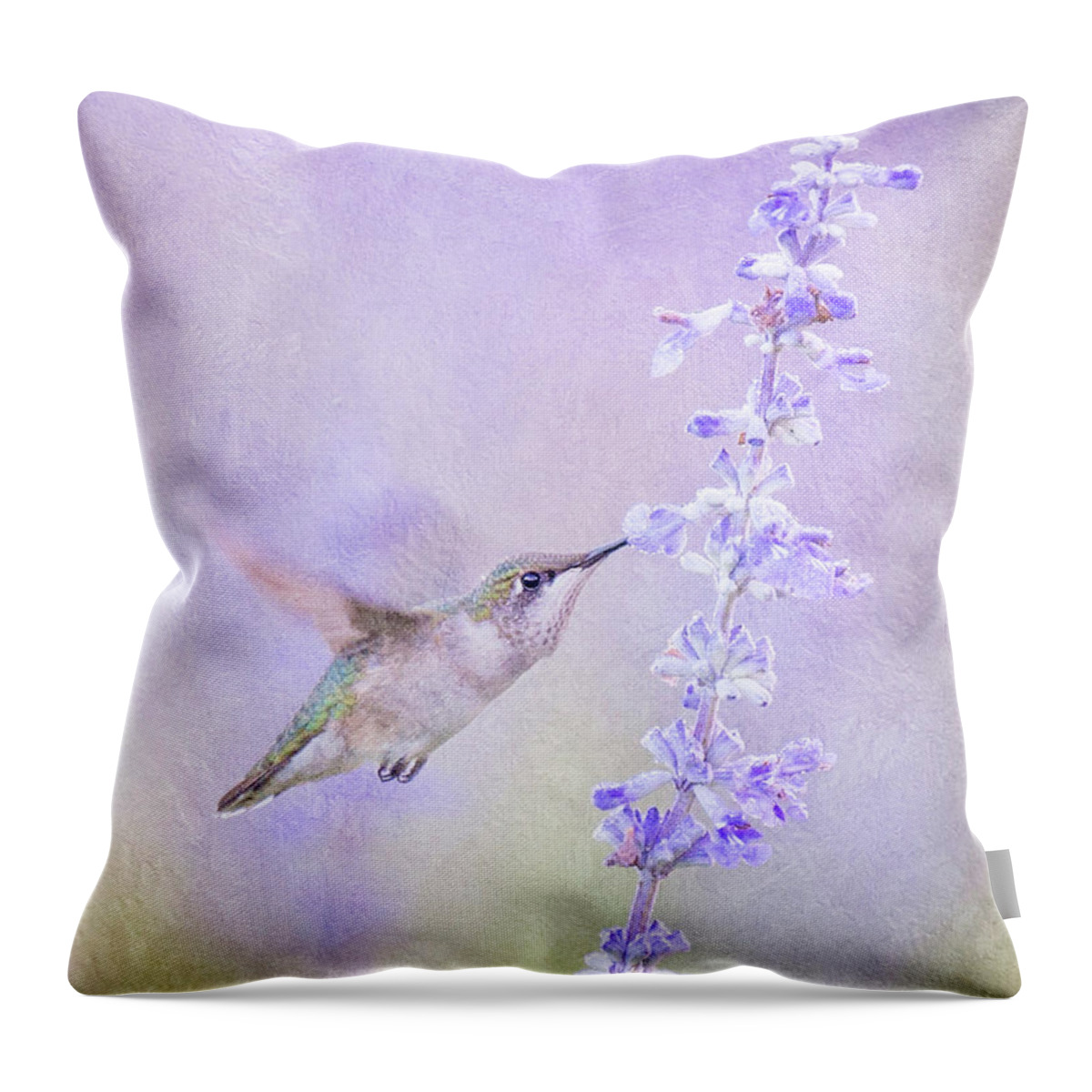 Hummingbird Throw Pillow featuring the digital art Hummingbird in flight by Diana Van Tankeren
