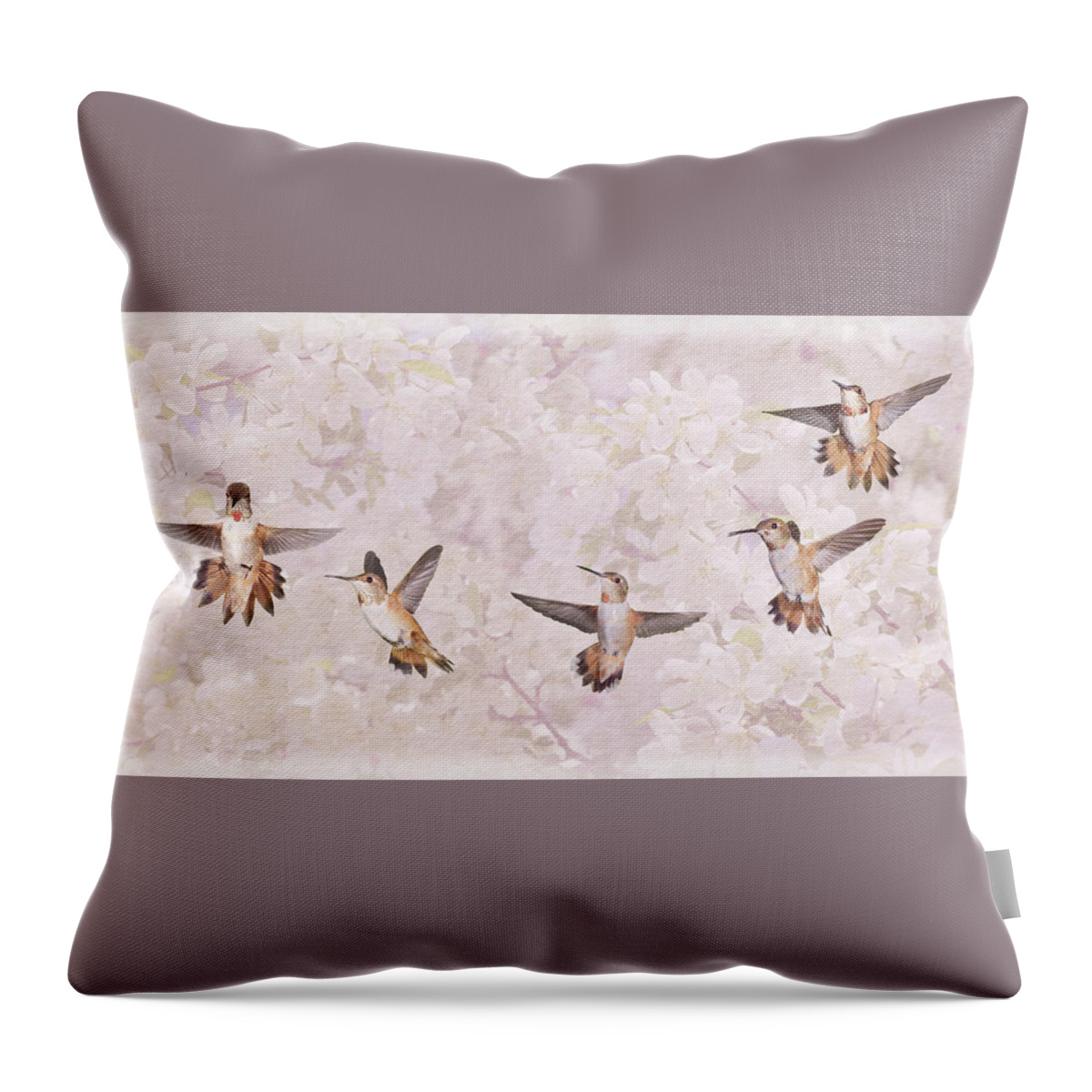 Hummingbirds Throw Pillow featuring the photograph Hummingbird Flying Sequence II by Leda Robertson