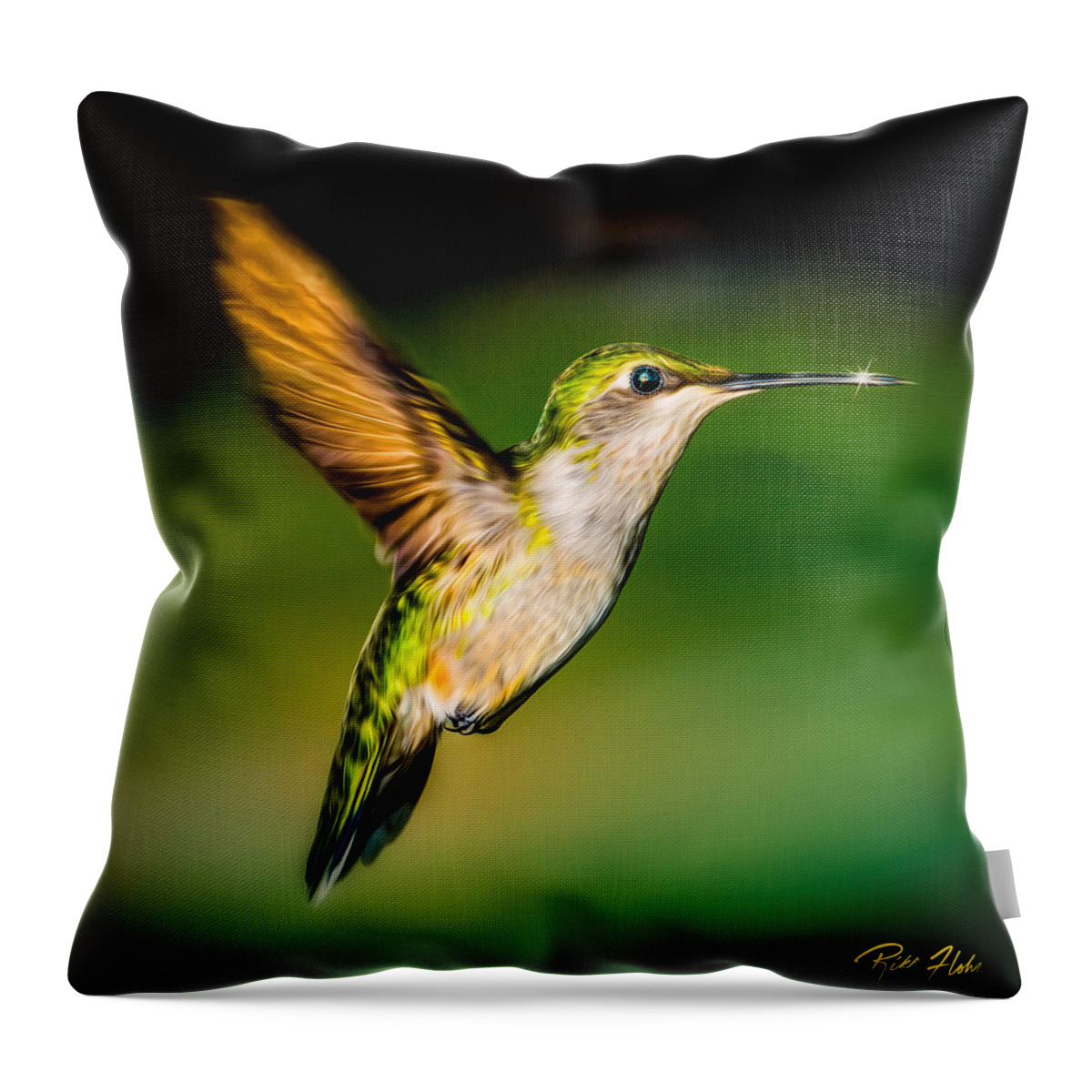 Animals Throw Pillow featuring the photograph Hummingbird Sparkle by Rikk Flohr