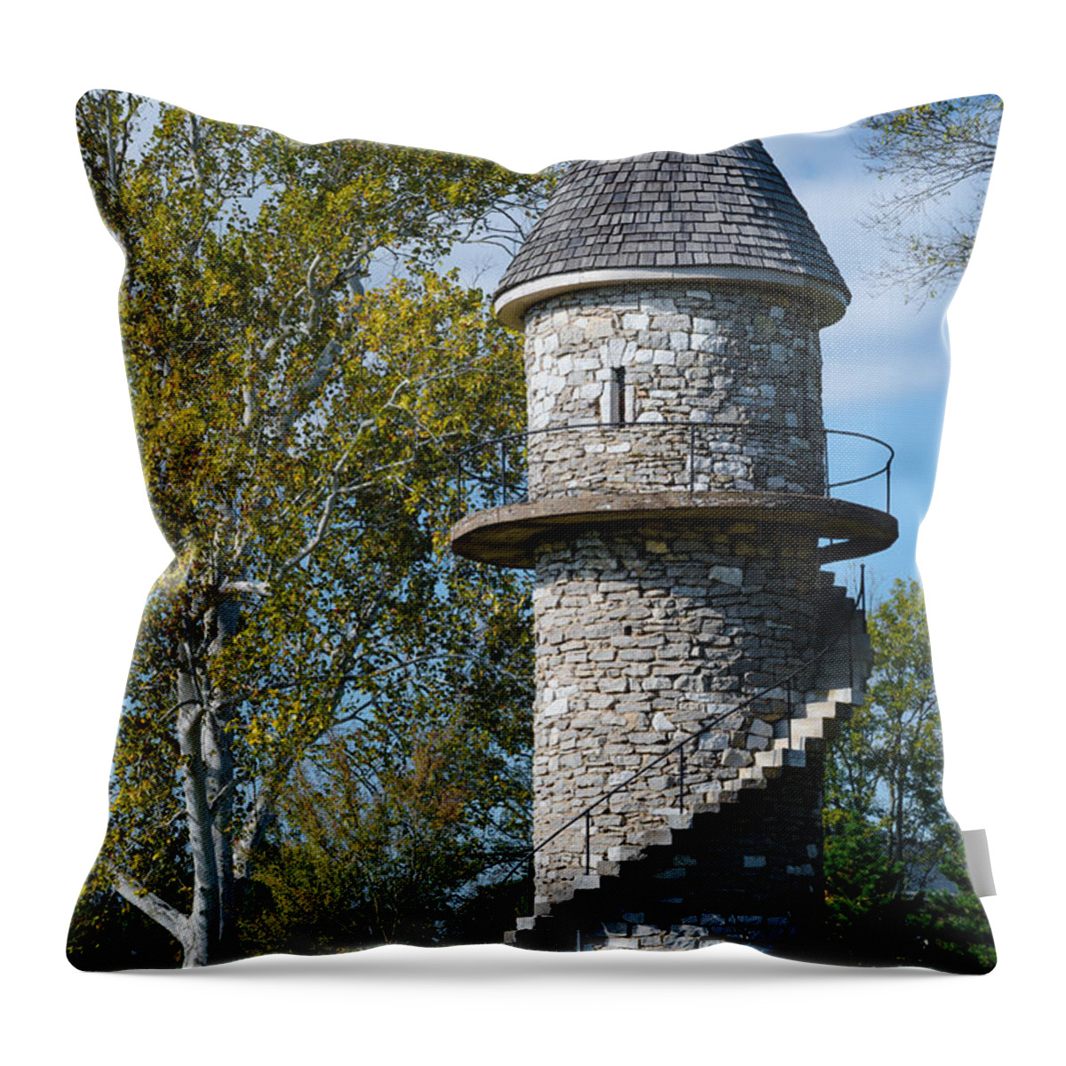 Hunt Club Throw Pillow featuring the photograph Hunt Club Watchtower by Paula Ponath