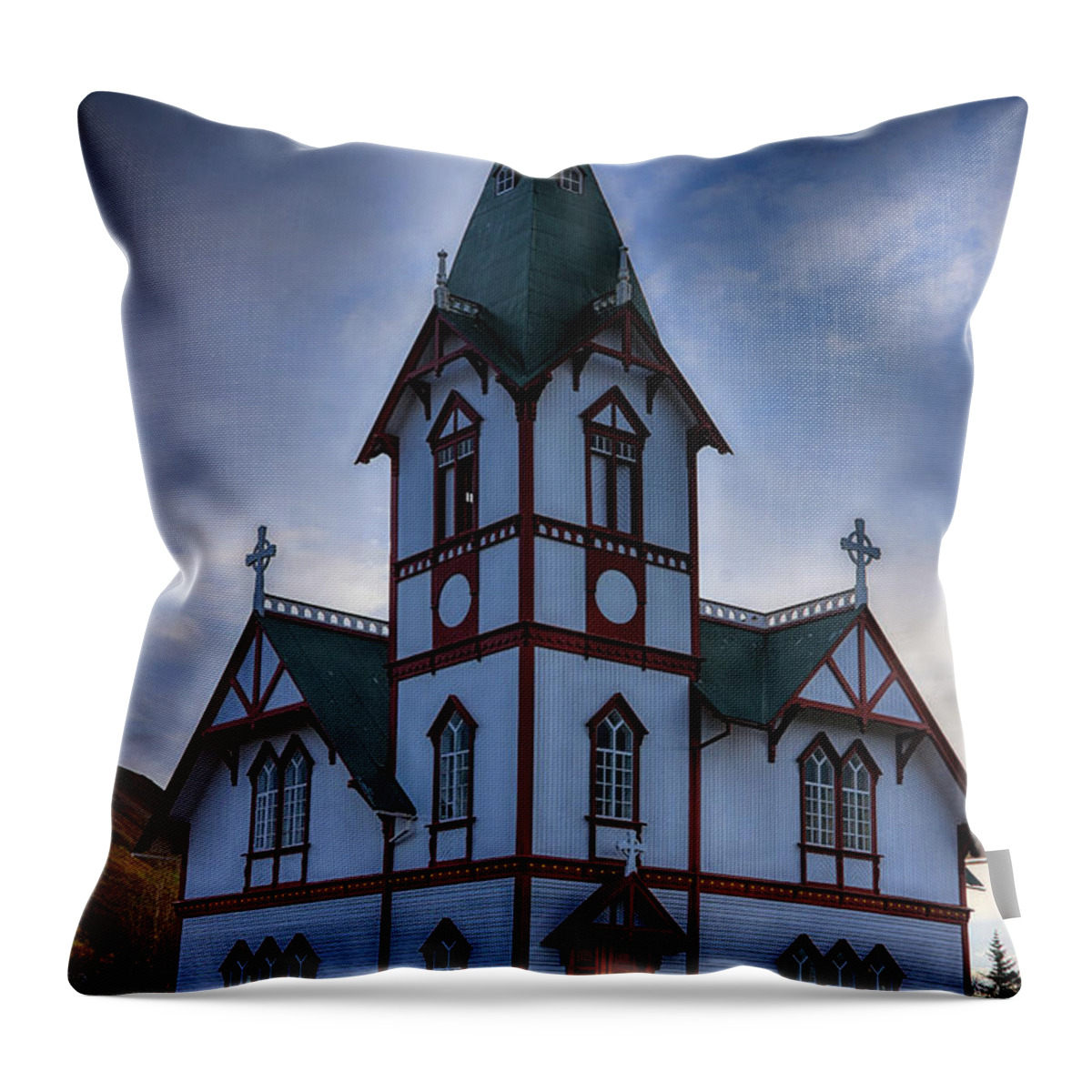 Husavik Throw Pillow featuring the photograph Husavik Church Iceland by Chris Thaxter
