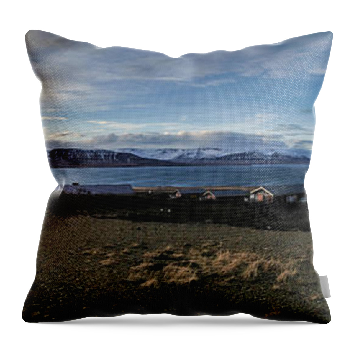 Hvalfjörður Throw Pillow featuring the photograph Hvalfjorour Panorama by Geoff Smith