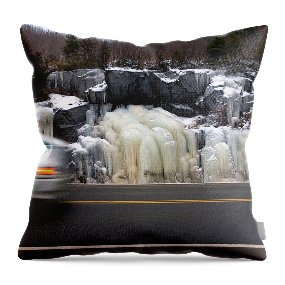 Hwy Throw Pillow featuring the photograph HWY Ice  by Doug Gibbons