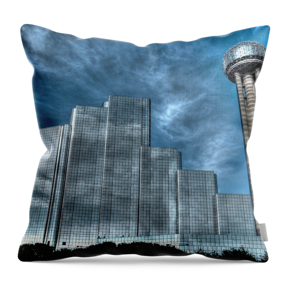 Dallas Throw Pillow featuring the photograph Hyatt Regency Dallas and Reunion Tower by Dyle  Warren