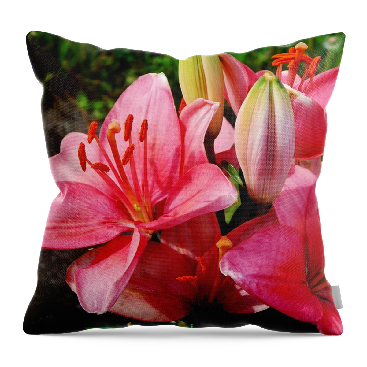 Flower Throw Pillow featuring the photograph Hybrid Oriental Lilies by VLee Watson