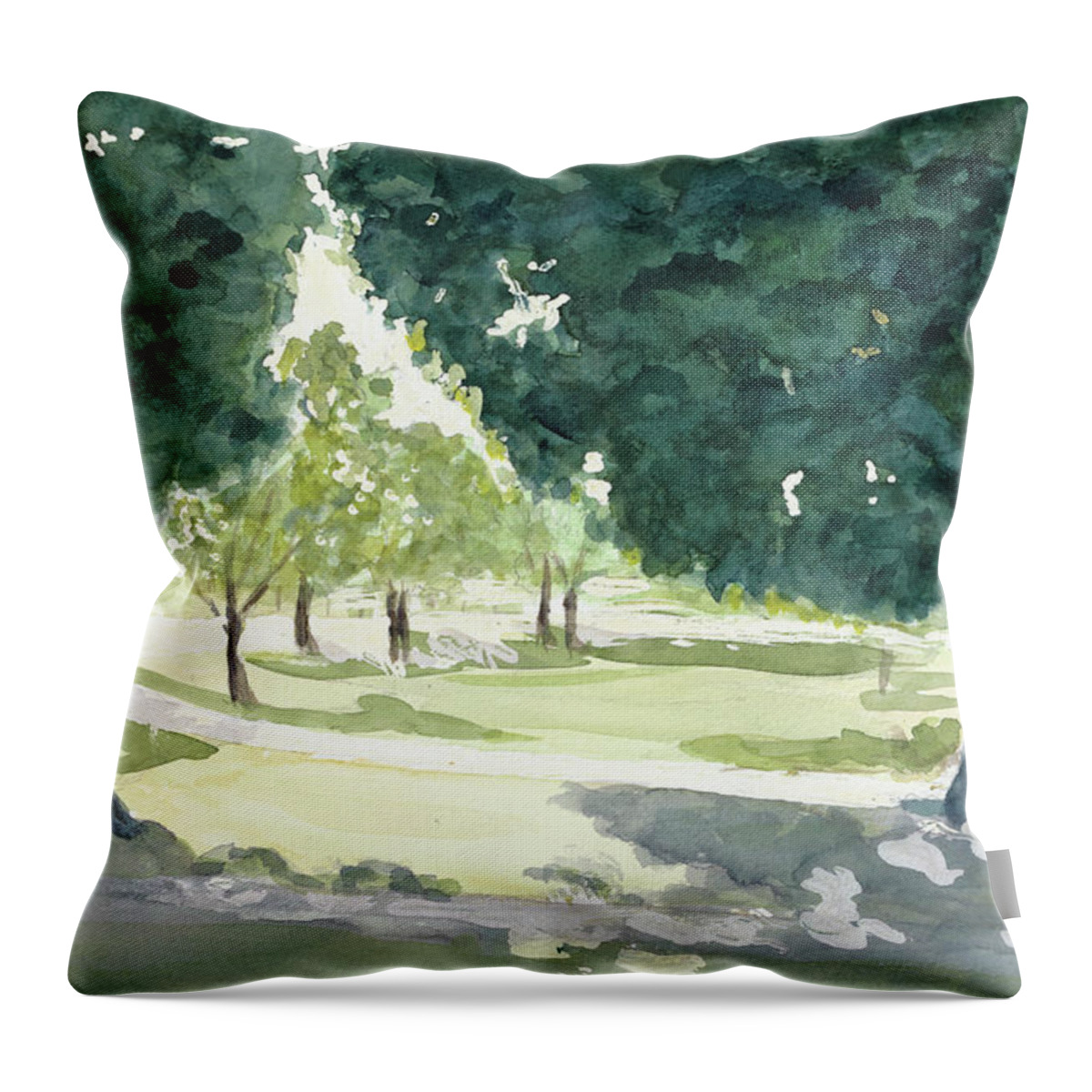 Trees Throw Pillow featuring the painting Hyde Park by Madeleine Arnett