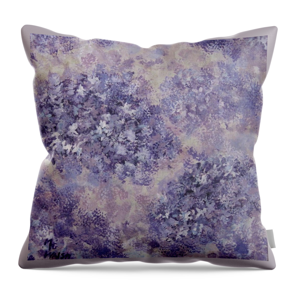Flowers Throw Pillow featuring the painting Hydrangea blossom abstract 1 by Megan Walsh