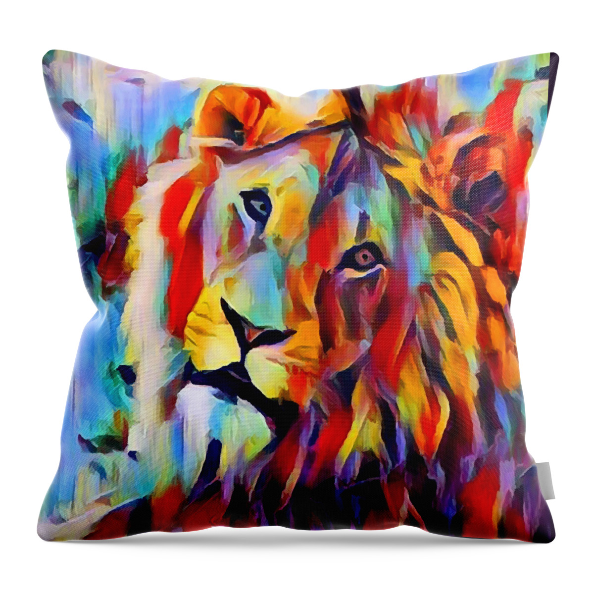 Lion Throw Pillow featuring the painting Hypercarnivore by Chris Butler