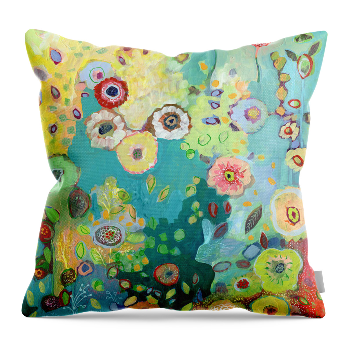 Floral Throw Pillow featuring the painting I Am by Jennifer Lommers
